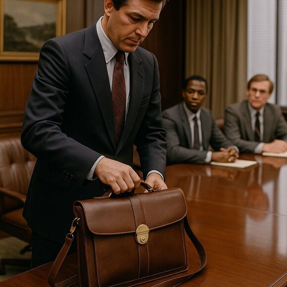 VTG Sudhaus 80's Leather Briefcase Key Detachable Strap Minimalist Old Money - Picture 5 of 17